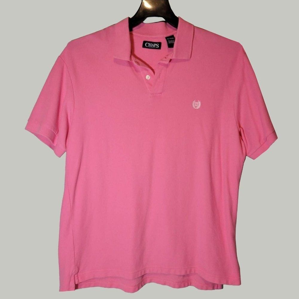 Chaps Mens Polo Shirt Size XL Pink Short Sleeve Buttons